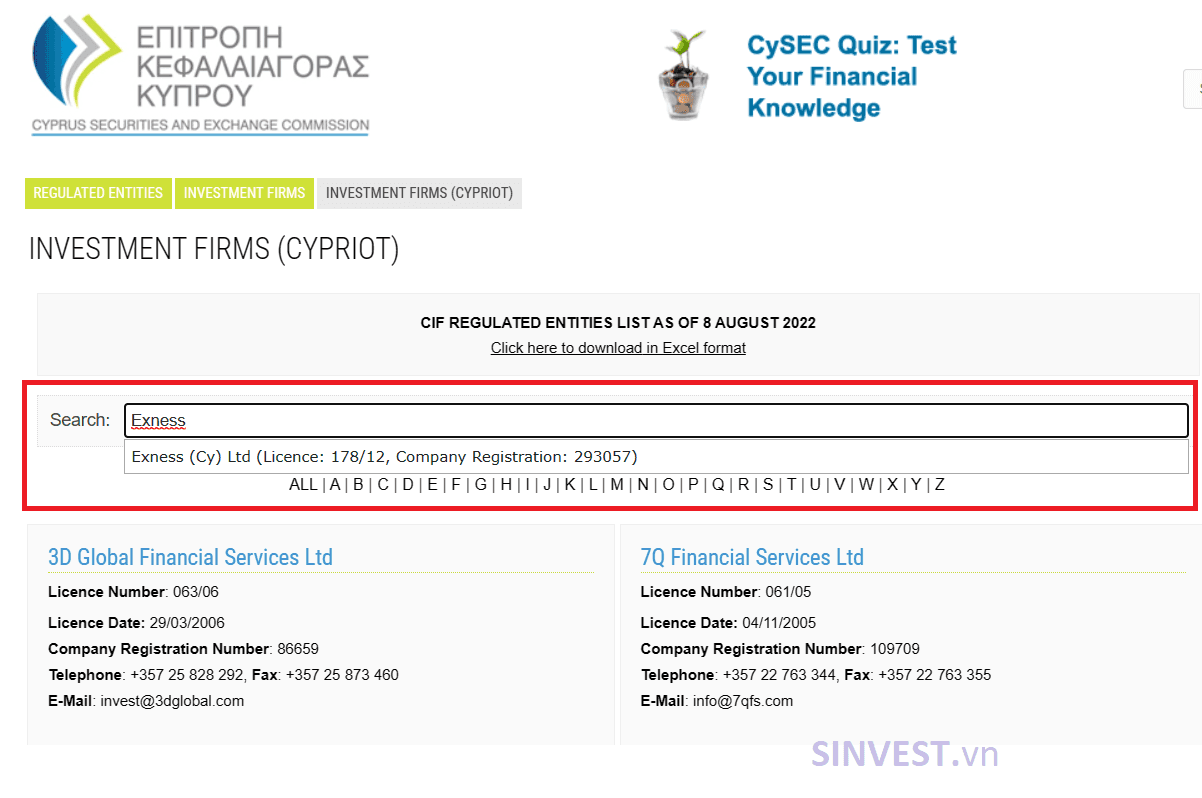 Kiểm tra giấy phép CySEC