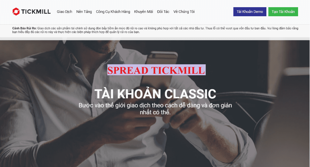 Spread Tickmill Tài khoản Classic