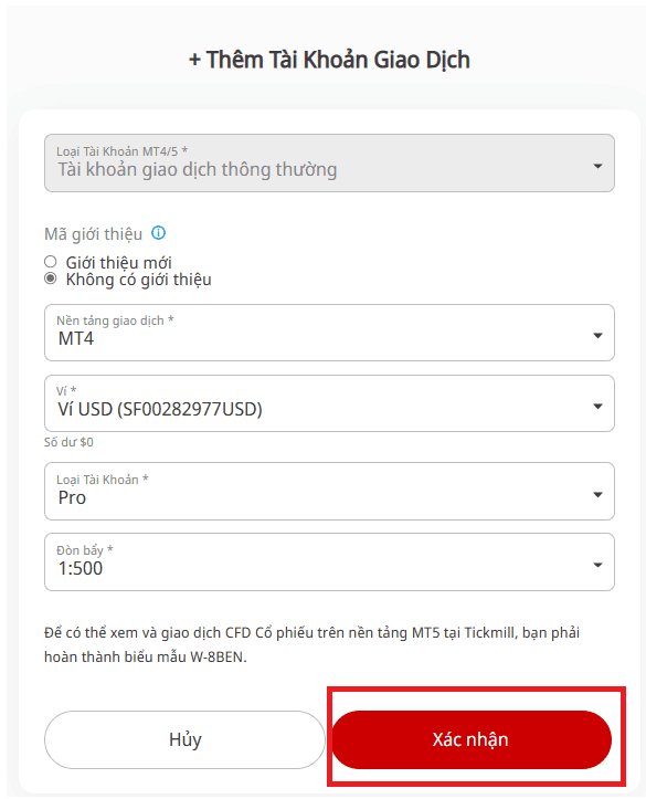 Hướng dẫn mở tài khoản MT4 Tickmill