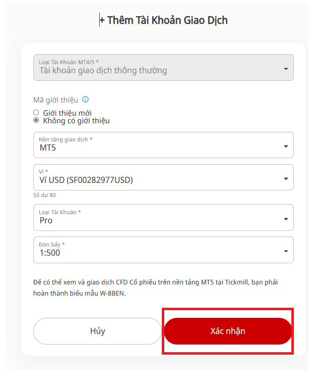 Hướng dẫn mở tài khoản MT5 Tickmill