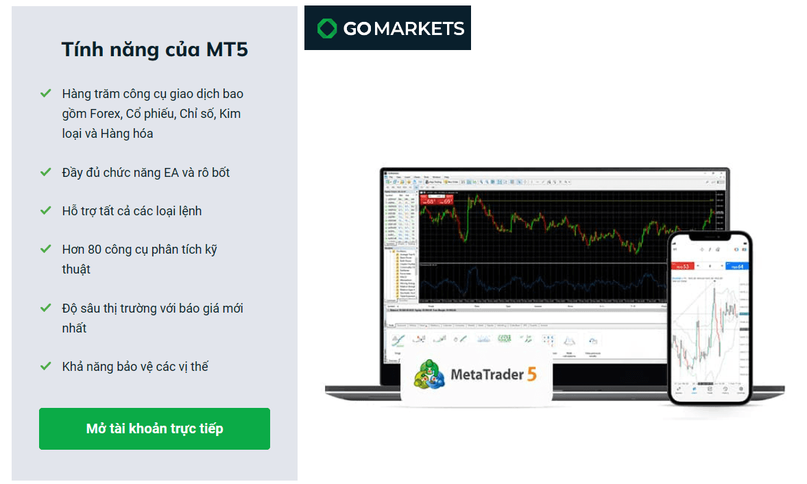 Nền tảng giao dịch GO Markets MT5