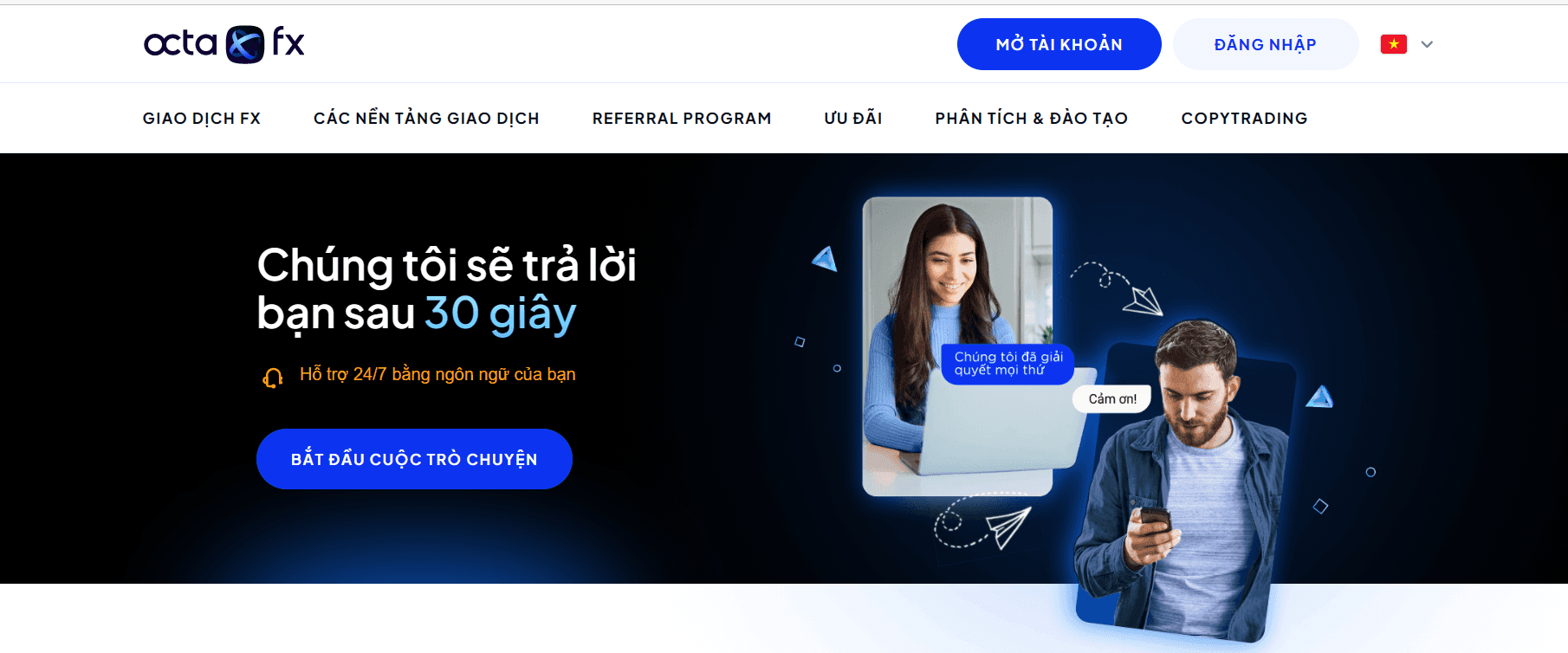 Dịch vụ chăm sóc khách hàng sàn OctaFX