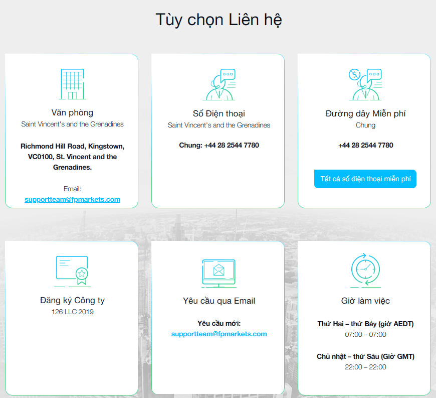 Tùy chọn liên hệ chăm sóc khách hàng