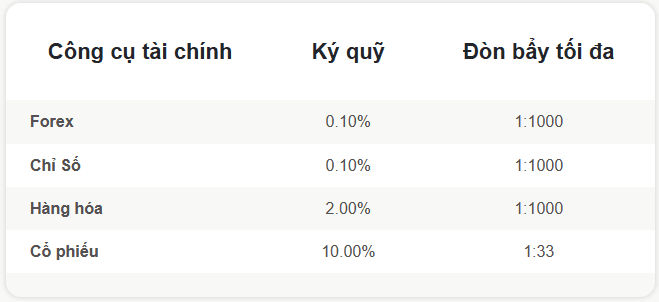 Thông tin về tỷ lệ Đòn bẩy