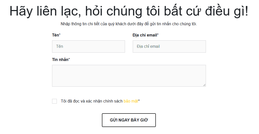 Biểu mẫu liên hệ sàn INFINOX