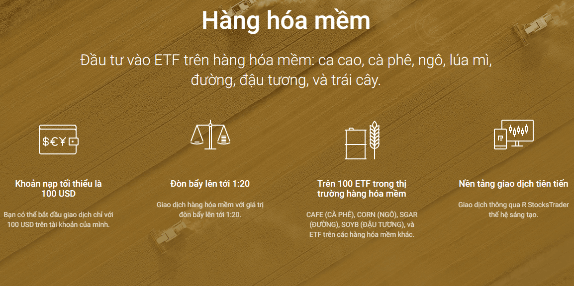 Các sản phẩm giao dịch sàn RoboForex - Hàng hóa mềm
