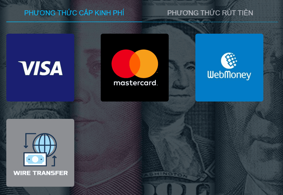 Các phương thức nạp - rút tiền