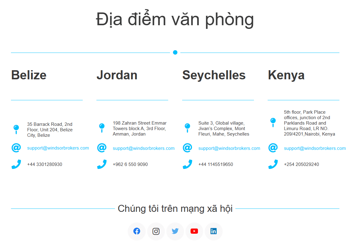 Liên hệ sàn Windsor Brokers