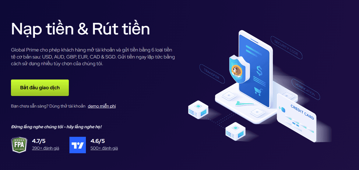 Các phương thức nạp – rút tiền